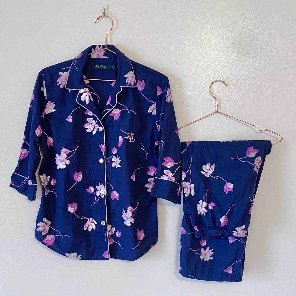 RALPH LAUREN | Indigo Floral Pajama Set | Medium